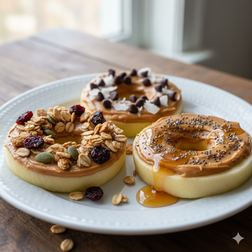 Healthy Apple “Donuts” with Granola & Nut Butter