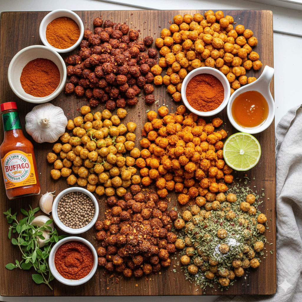 Crispy Spicy Roasted Chickpeas: 6 Bold & Healthy Flavors