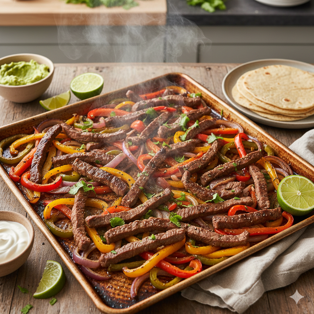 Sheet-Pan Fajitas with Steak & Bell Peppers