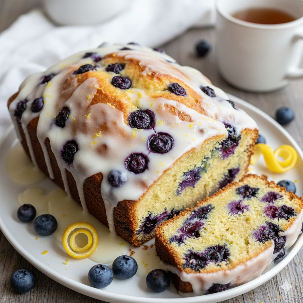 Lemon Blueberry Loaf Cake with Lemon Glaze