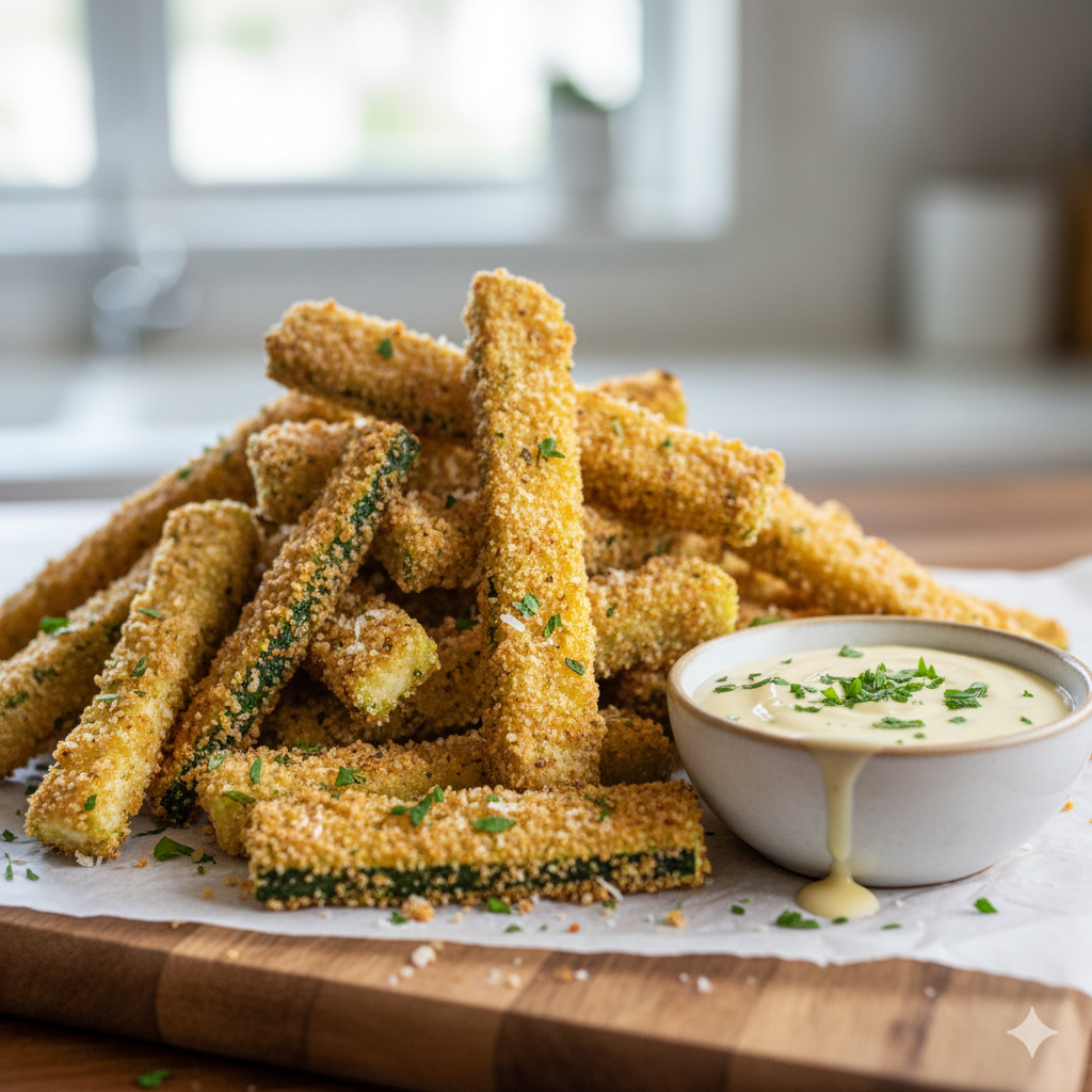 Crispy Baked Zucchini Fries & Garlic Aioli Recipe